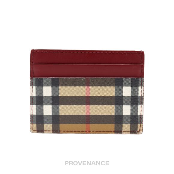 🔴 Burberry Card Holder Wallet - Vintage Nova Check Red - Picture 1 of 4